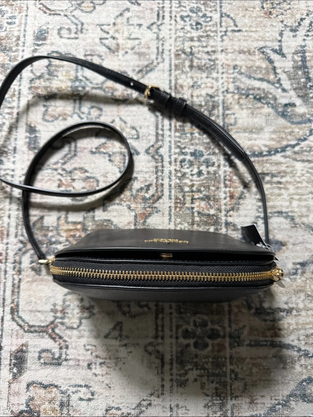 kate spade Black Leather Dome Crossbody with Gold Hardware